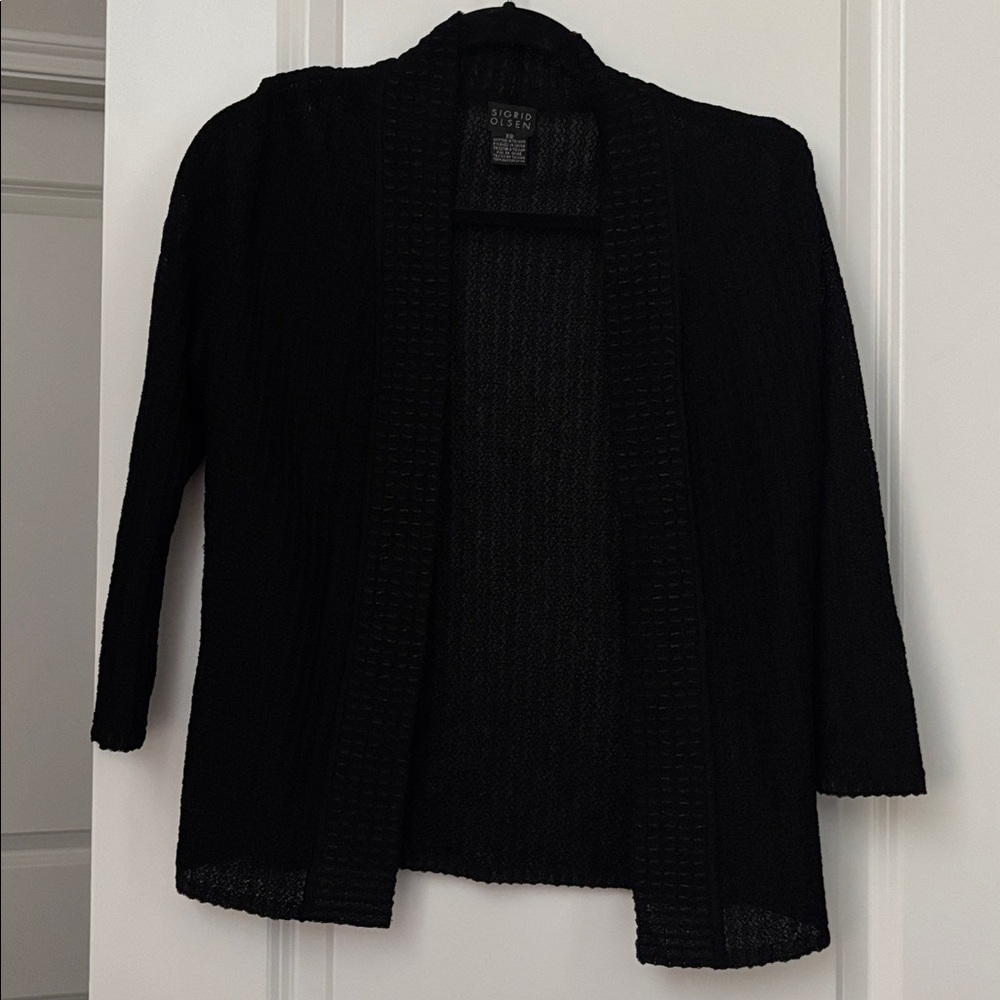 Sigrid Olsen Black Textured Cardigan
